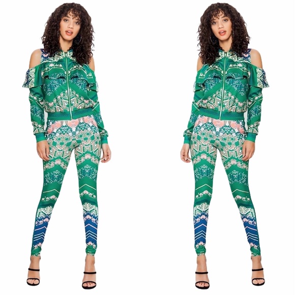 - Cold Shoulder Tracksuit Set - Picture 1 of 4